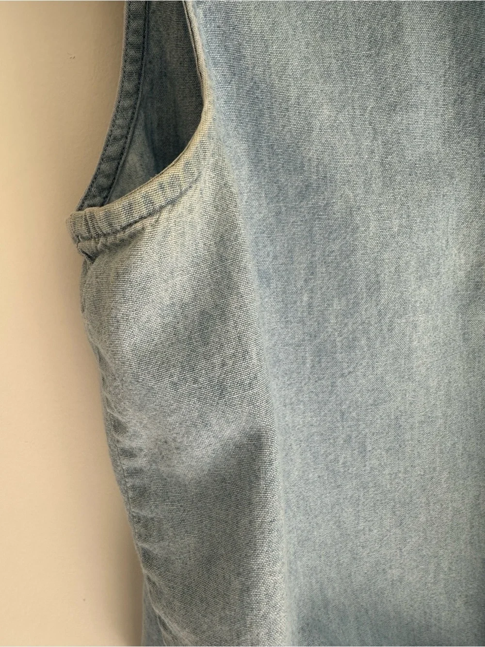 Talbots Light Blue Sleeveless Denim Button-Front Tie Top